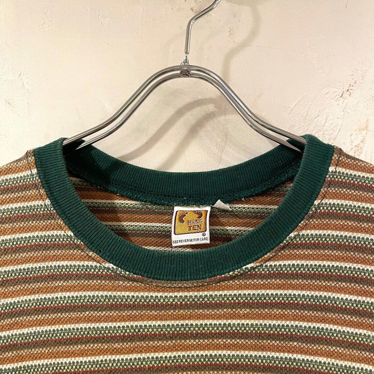 90s HANG TEN ベロアボーダースウェットシャツ 黒 デッドストック 90s HANG TEN ベロアボーダースウェットシャツ 黒 デッドストック