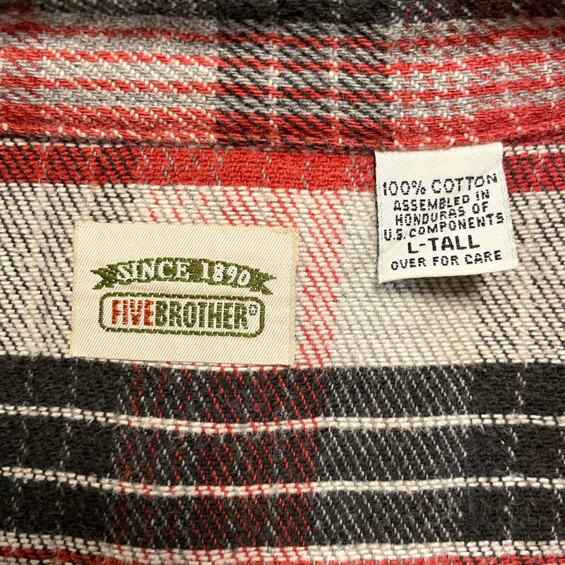 FIVE BROTHER L/S ネルシャツ Size L コットンシャツ ファイブ