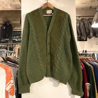 60s　Glen Dee　Vintage Wool Cardigan　ウール × スウェード 切り替え　デザイン カーディガン　(S2896)