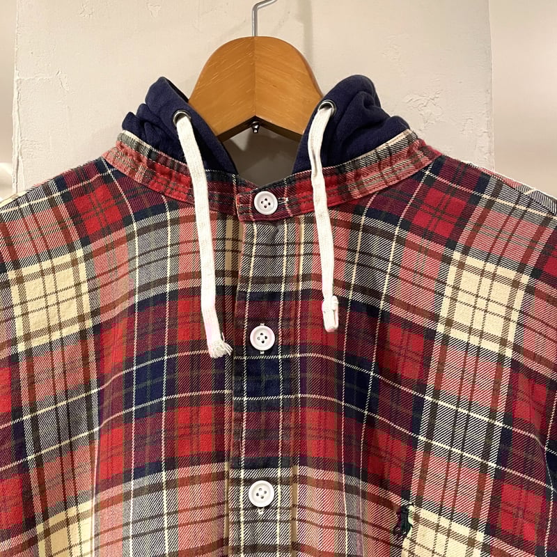 Polo Ralph Lauren*カジュアル*チェック柄ロゴ*フーディ POLO RALPH LAUREN フード付き チェック柄 コットンシャツ M