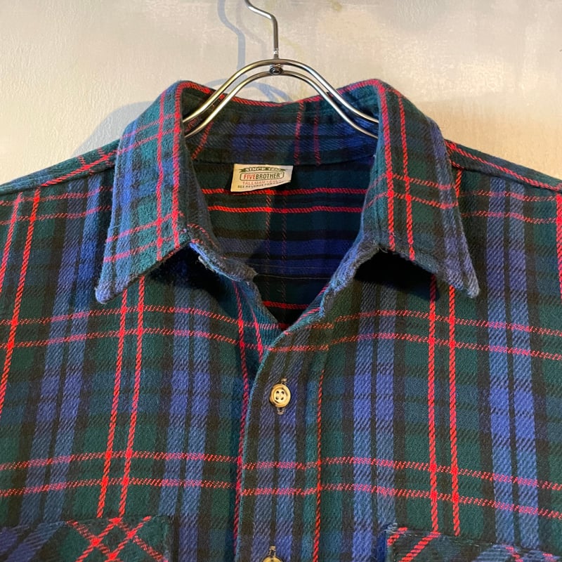 FIVE BROTHER 80S' ヘビーネルシャツ　アメリカ製　サイズL 70s-80s USA製 FIVE BROTHER ネルシャツ XL | 赤系ベース 長袖シャツ
