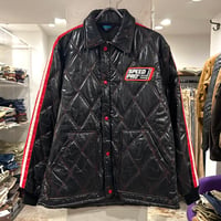 80s　TOPPMASTER　レーシングジャケット　キルティング　ワッペン　ブラック　Size L　USA製　(S4118)