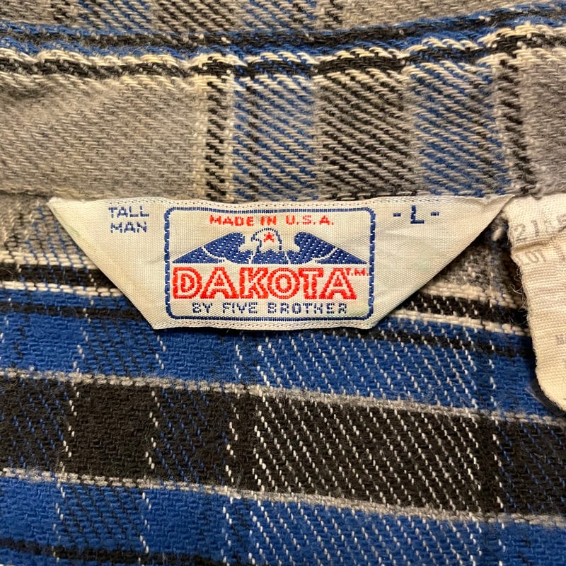激レアパターン 80s FIVEB ROTHERネルシャツ USA製 黒×青 80s USA製 DAKOTA FIVE BROTHERファイブブラザー バッファロー