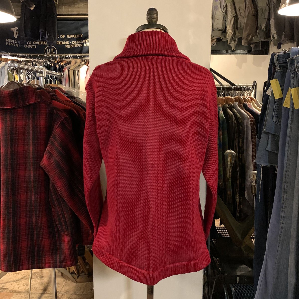 30s〜 Vintage Cardigan ショールカラー カーディガン ワインレッド