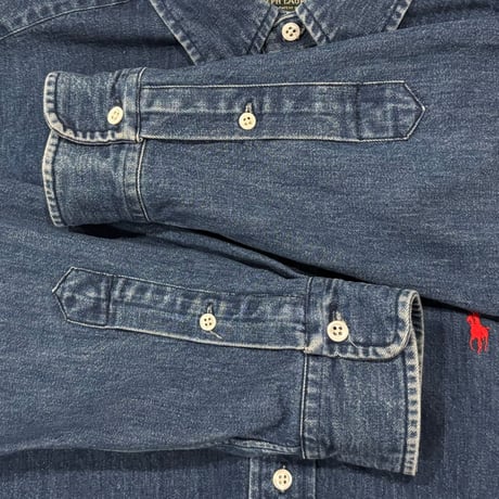 90s　POLO COUNTRY　RALPH LAUREN　Denim BDシャツ　Size L　デニム BDシャツ　ラルフローレン　ポロカントリー　(S5253)