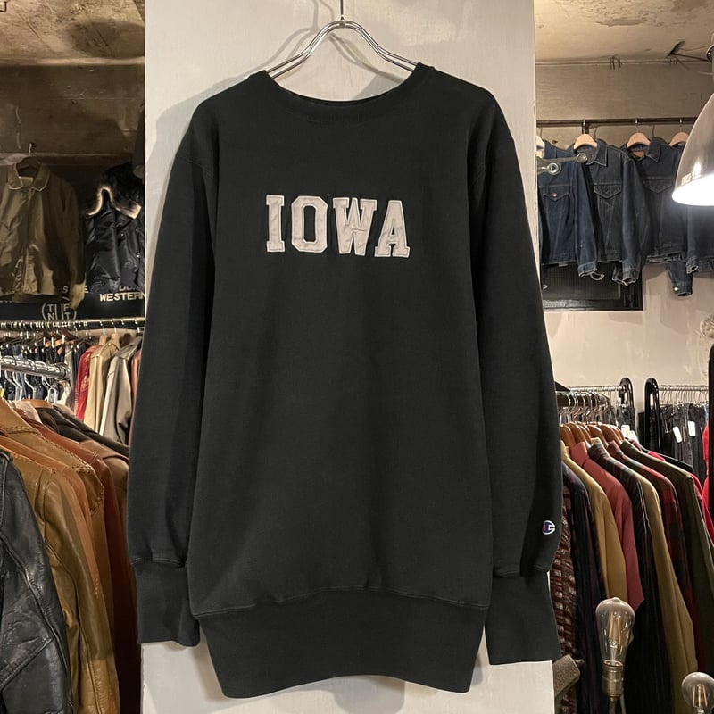 90s Champion リバースウィーブ REVERSE WEAVE ブラック IOWA チ 90s Champion リバースウィーブ REVERSE WEAVE ブラック IOWA チ