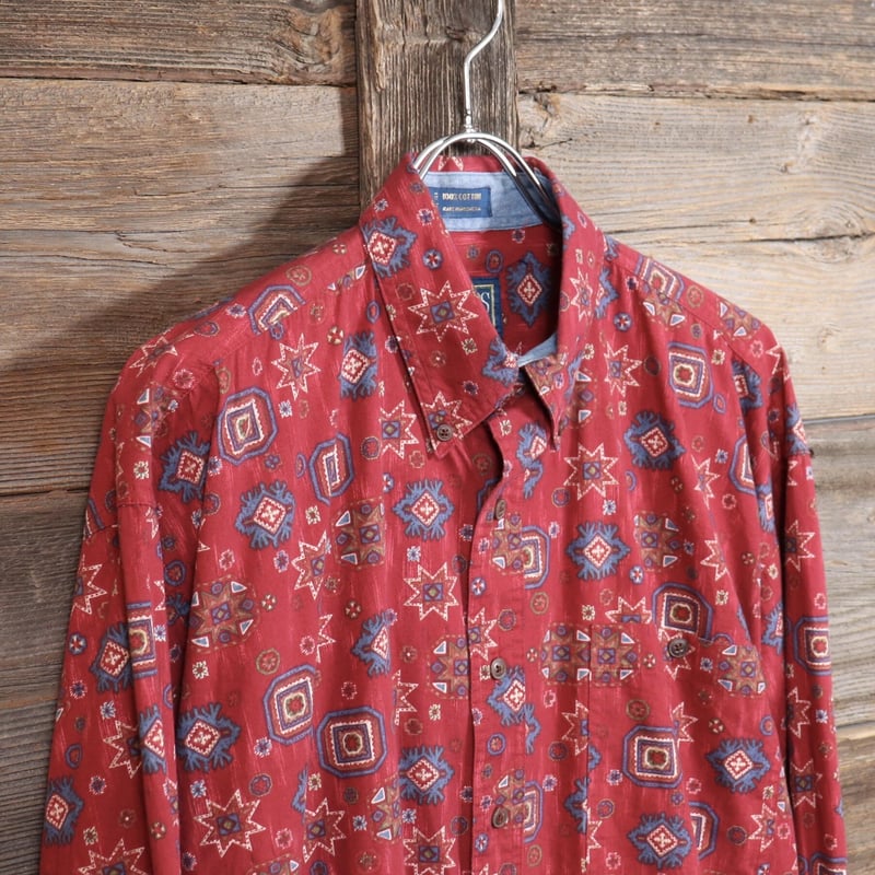 CHAPS Ralph Lauren 総柄 ロングスリーブ ボタンダウンシャツ 