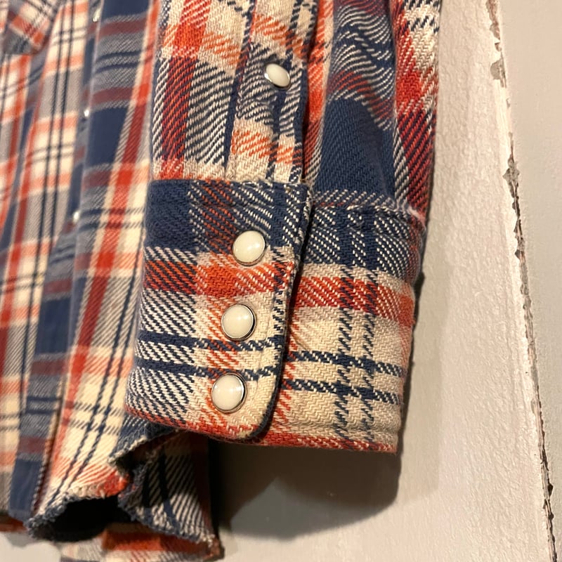 ラングラー　70s ビンテージ ネルシャツ　USA製 70s Wrangler L/S ネルシャツ USA製 Size 16½ ウエスタンネル