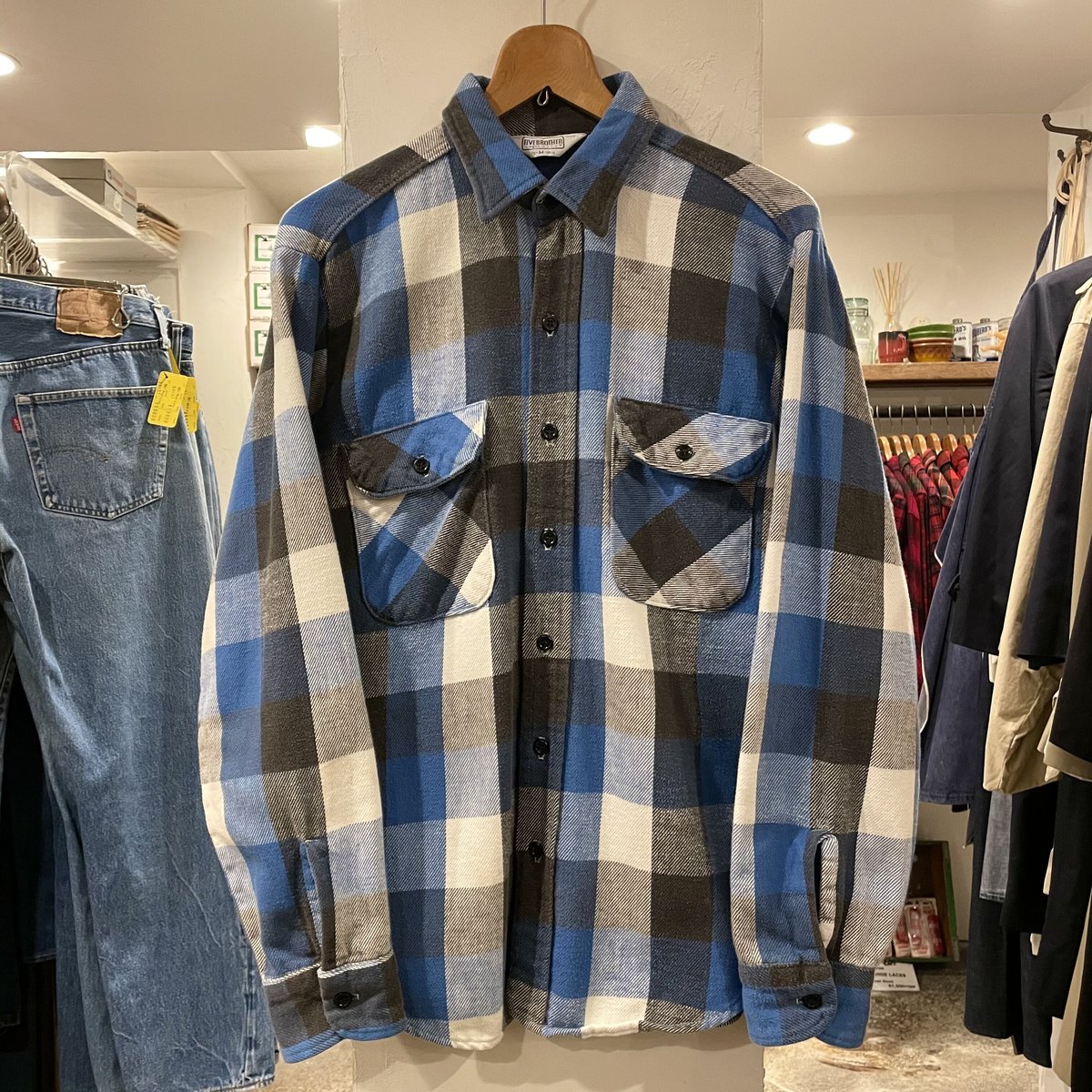 70s FIVE BROTHER ファイブブラザー　USA製フランネルシャツ FIVE BROTHER 70s USA製 チェック柄 フランネルシャツ ファイブ