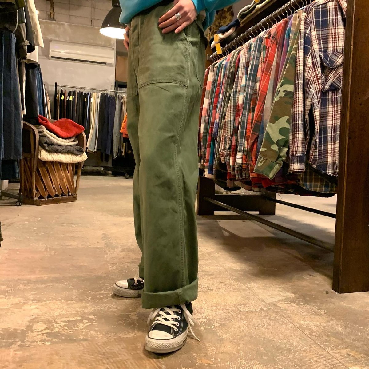 SALE！60s US ARMY OG-107 アジャスター付き ベイカーパンツ 60s US ARMY ベイカーパンツ サイドアジャスター付 初期タイプ