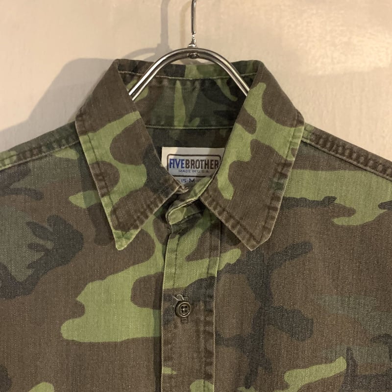80s FIVE BROTHER L/S コットンシャツ 迷彩柄 USA製 ファイブブラザー