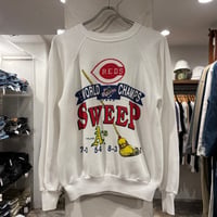 90s　Velva Sheen　Cincinnati Reds　Athletics　L/S スウェットシャツ　USA製　Size M　MLB　シンシナティ レッズ　アスレチックス　(S5480)