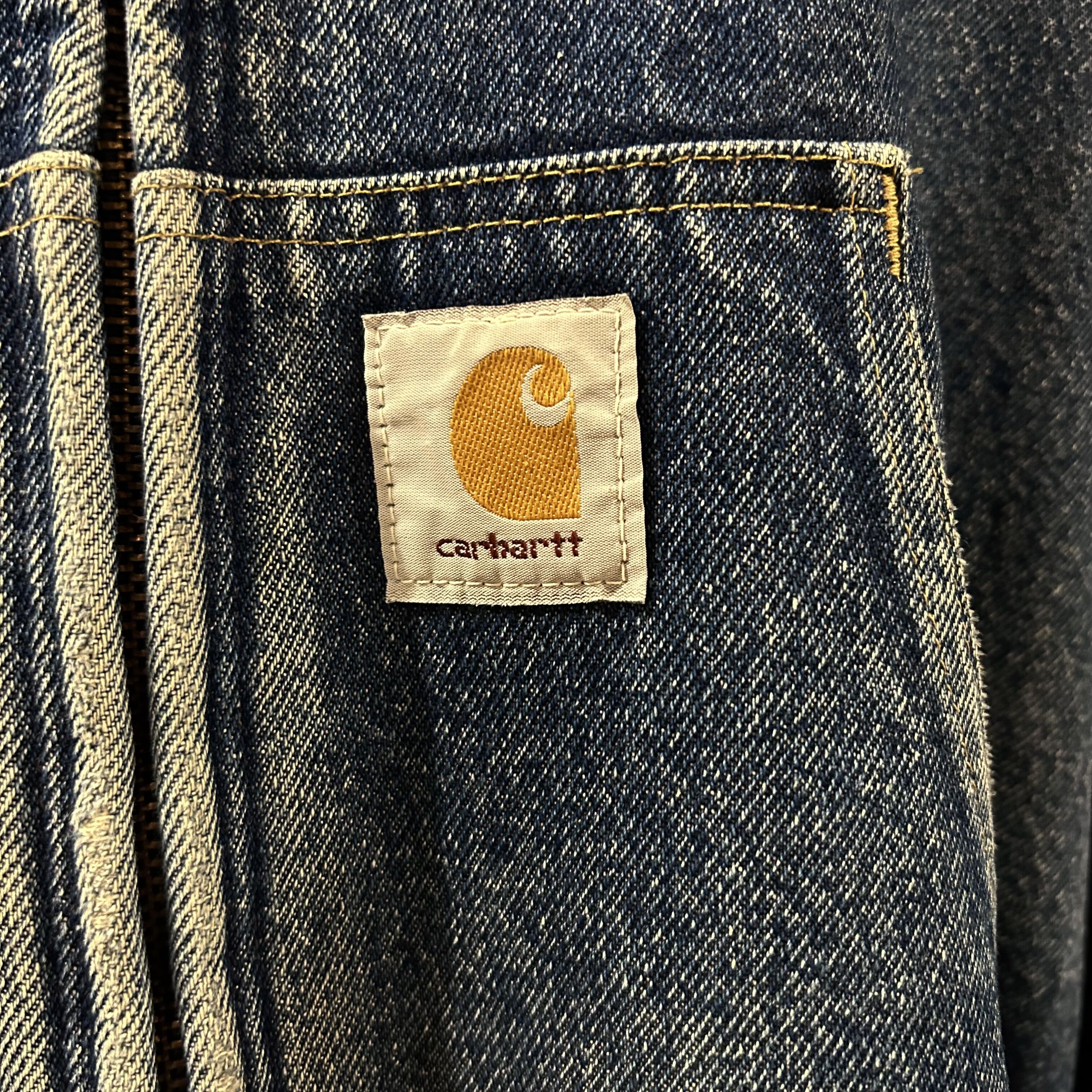 80s carhartt アクティブジャケット カーハート デニム地 ネイティブ柄
