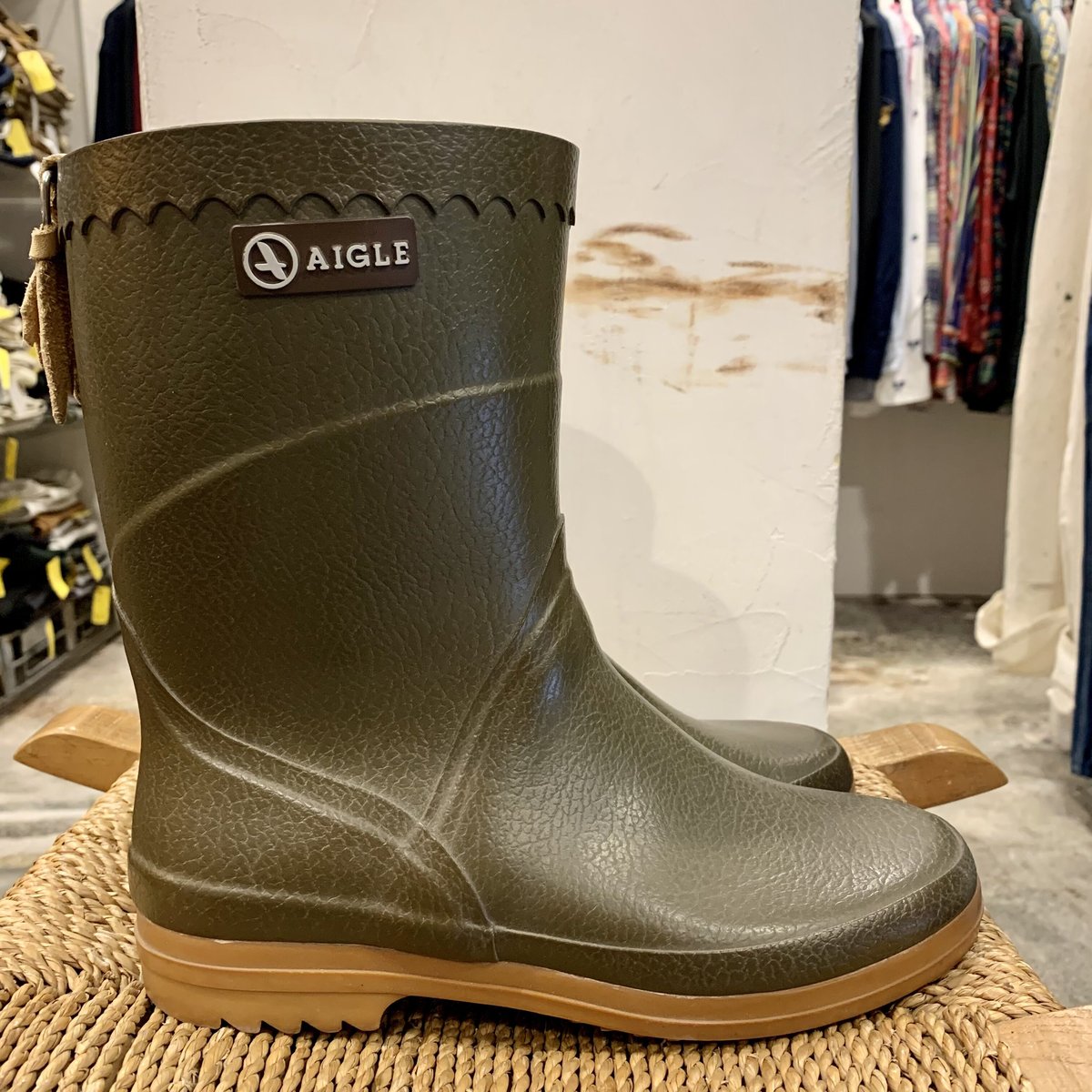 AIGLE*エーグル*レインブーツ*37-23.5cm*茶*B3587