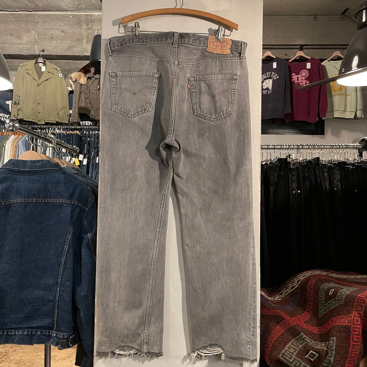 90s Levi's 501 先染めブラックデニム パンツ 36×28 USA製 カットオフデ