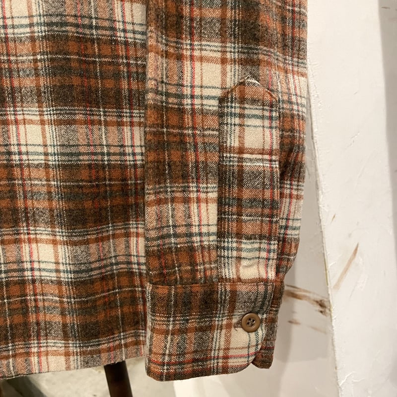 70s PENDLETON Vintage Wool Shirt オープンカラー ボックスシル