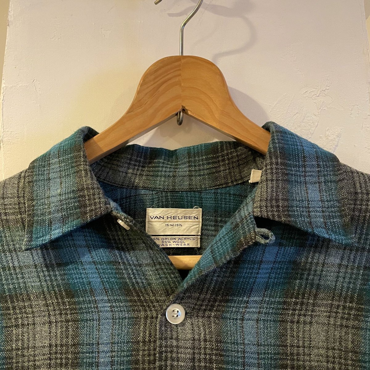 VAN HEUSEN 60s USA製 ウールxアクリル ボックスシャツ