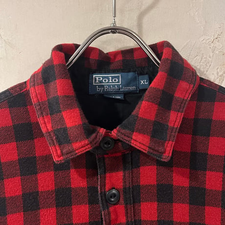 Polo by Ralph Lauren　L/Sチェックネルシャツ　プルオーバー　ラルフローレン　Size XL　チンストラップ　マチ付き　長袖シャツ　(S3915)