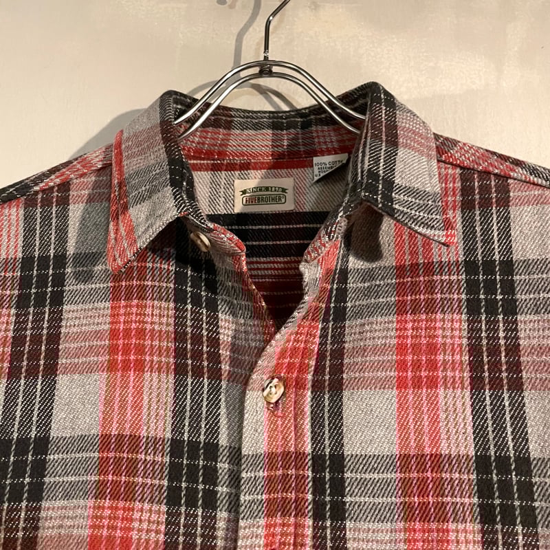 FIVE BROTHER L/S ネルシャツ Size L コットンシャツ ファイブ