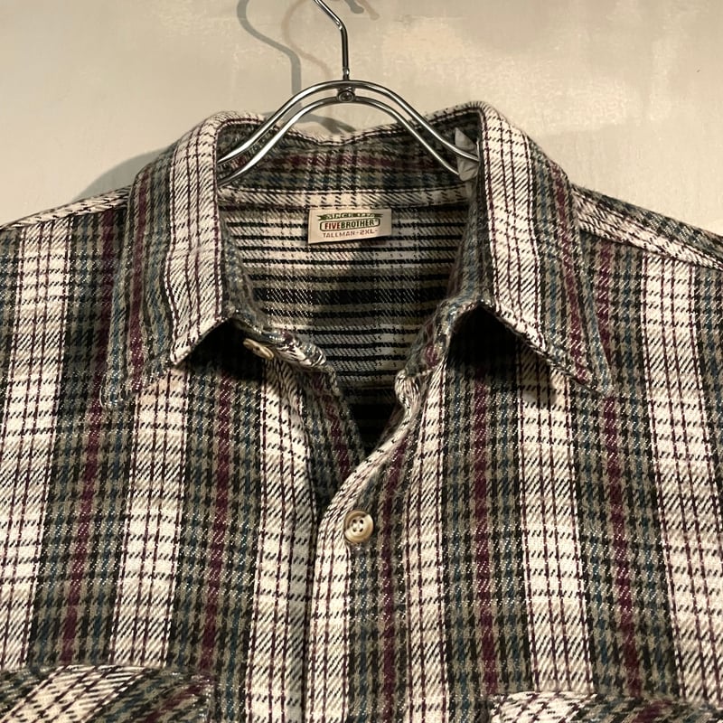 90's USA製 FIVE BROTER コットンネルシャツ 90s USA製 FIVEBROTHER