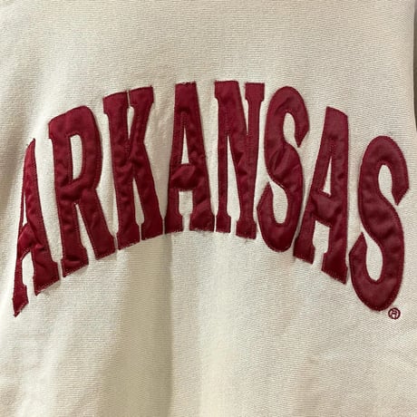 90s　Champion　リバースウィーブ　reverse weave　ARKANSAS　アイボリー 　USA製　チャンピオン　(S1432)