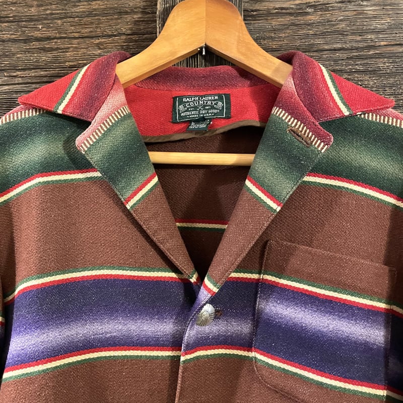 RALPH LAUREN COUNTRY 90s USA製 ネイティブ柄 ラグジャケット Ｓサ...