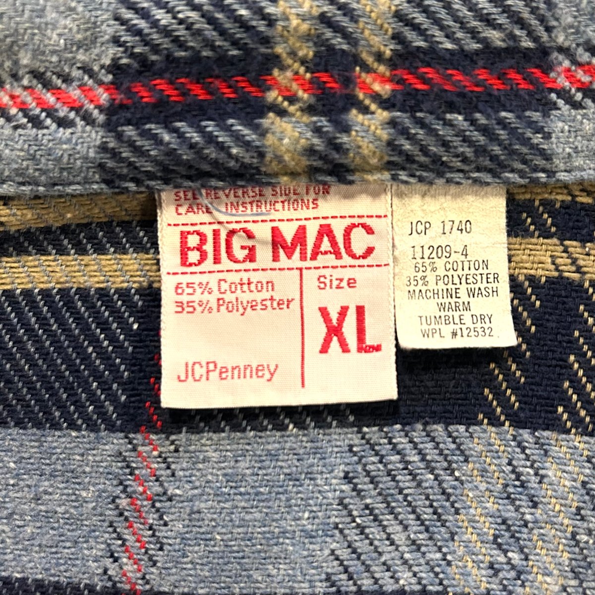 70s BIG MAC L/S ネルシャツ Size M 単色タグ ビッグマック