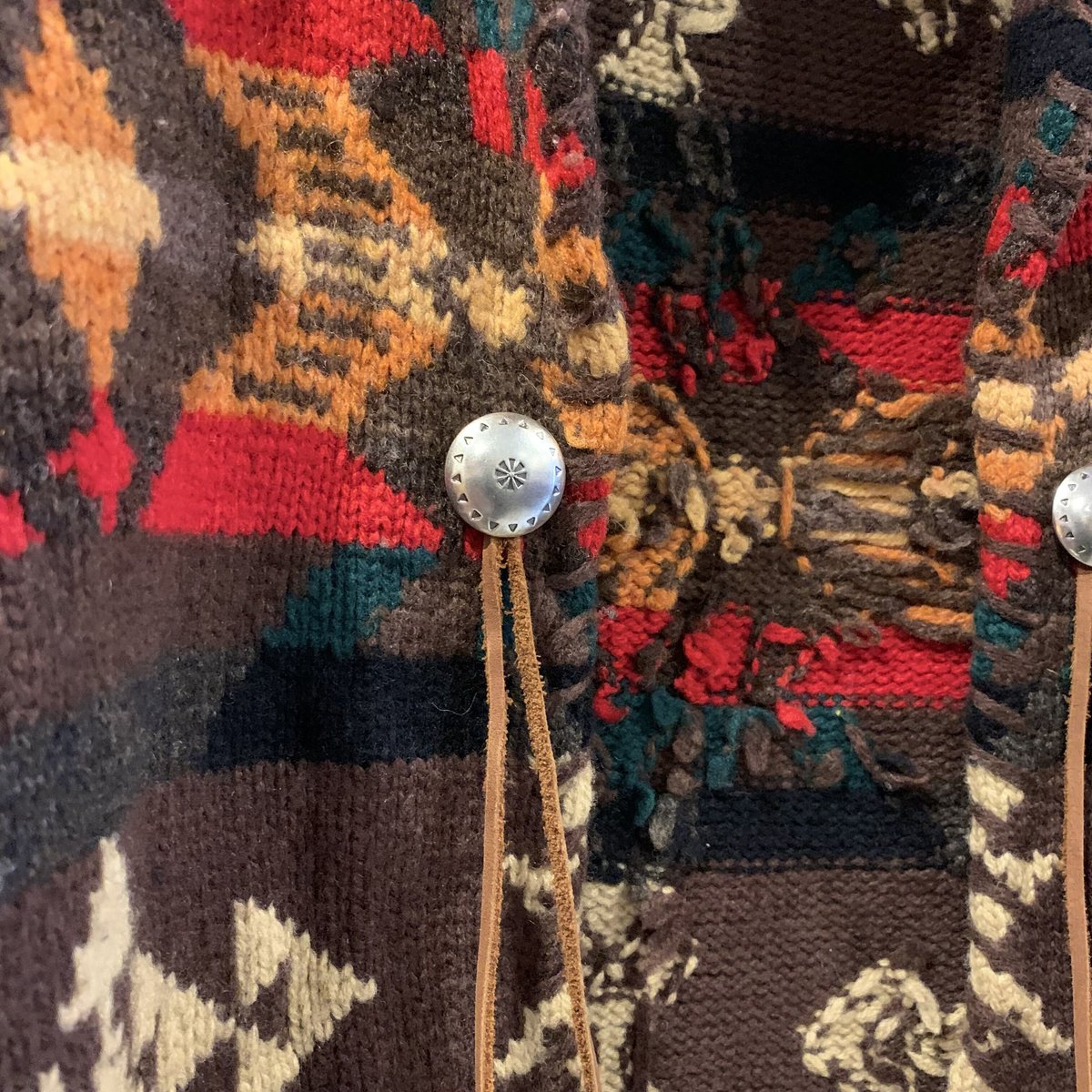 LAUREN Ralph Lauren ネイティブ柄 ショールカラーニットカーディガン