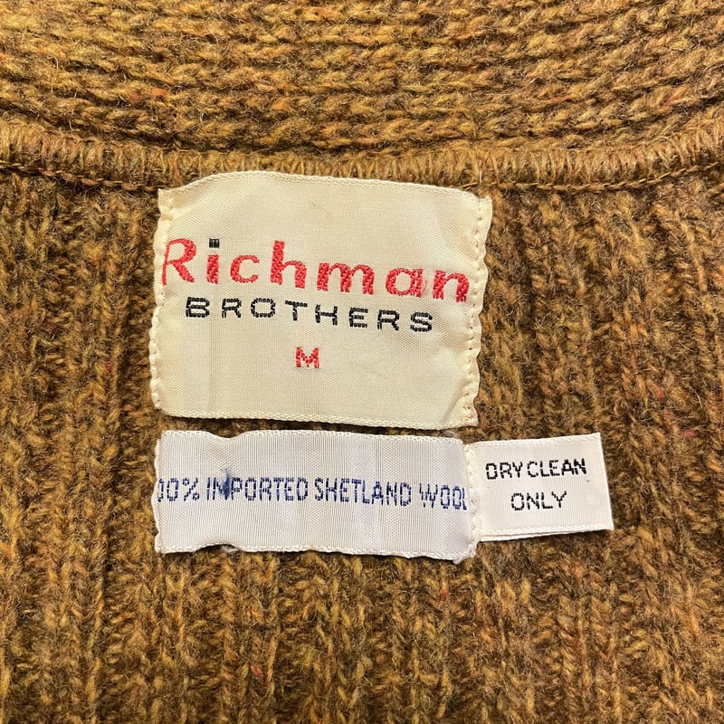 60s Richman BROTHERS ウールカーディガン USA製 デザイン