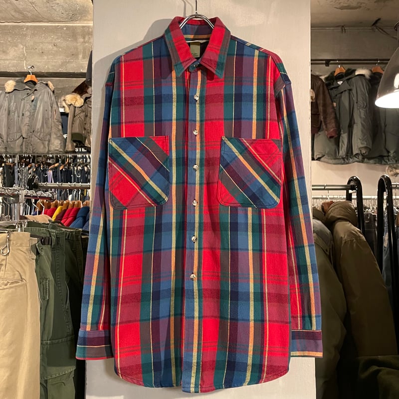 80s ST JOHN'S BAY L/S ネルシャツ USA製 Size L コットンシャツ 80s ST JOHN'S BAY L/S ネルシャツ USA製 Size L コットンシャツ