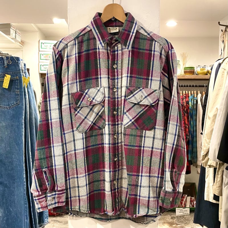 Five Brother チェック柄ネルシャツ　好配色 古着 70-80s USA製 FIVE BROTHER 好配色 モノトーン チェック