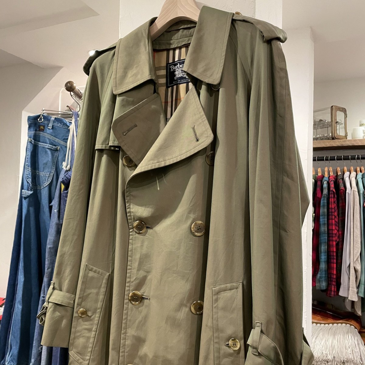 Burberrys イングランド製　トレンチコート Burberry's トレンチコート イングランド製 コットン タマムシ色