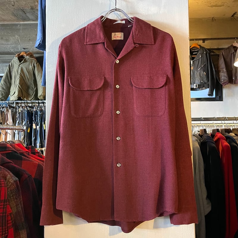 す*ー様 50s〜60s FORDHAM オープンカラー シャツ バーガンディ す*ー