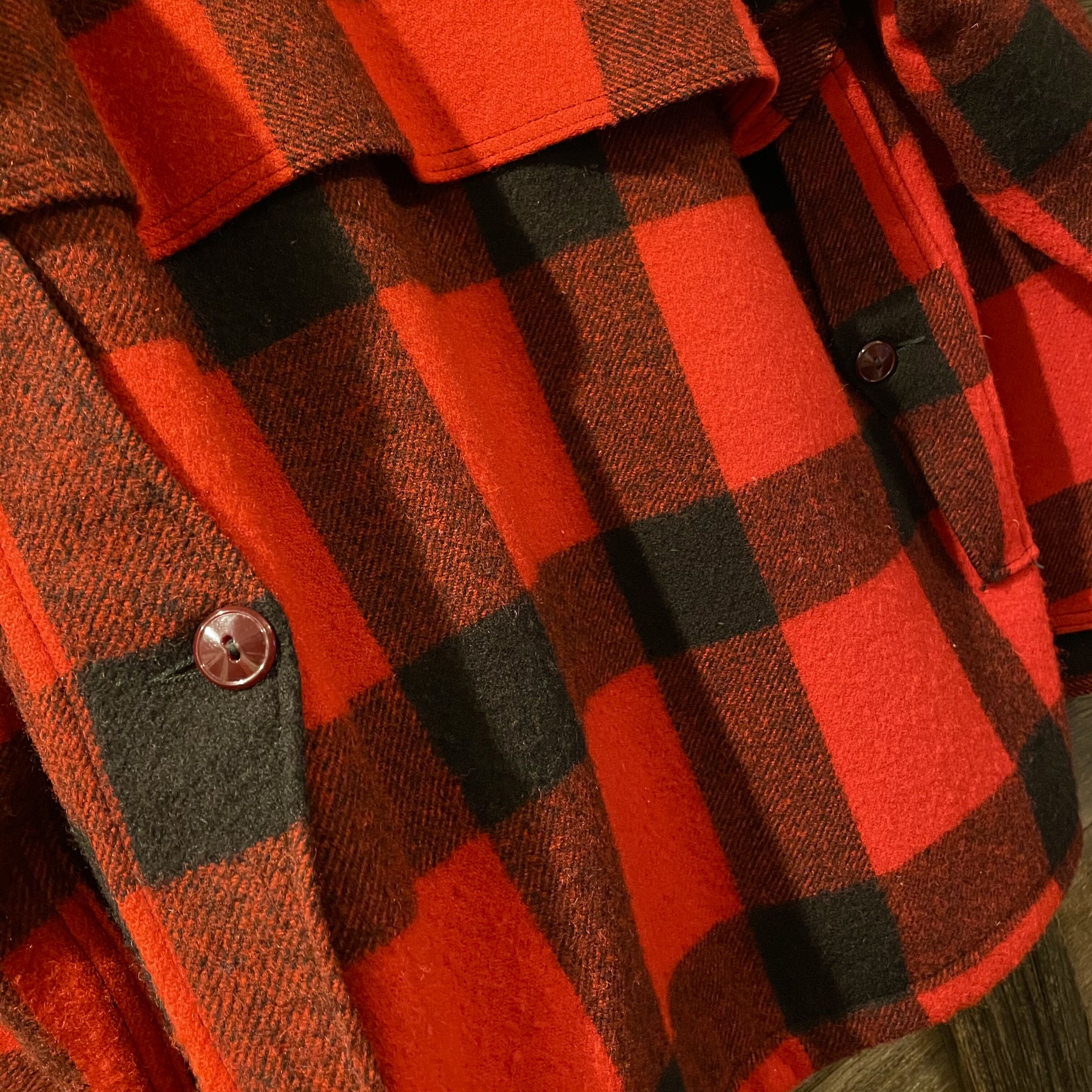 Woolrich 50s ウールハンティングジャケット チェック柄 赤x黒 ウール