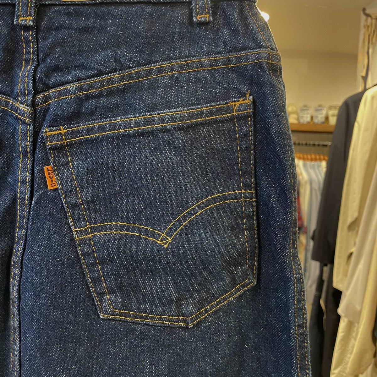 Levi's 97084 0214 デニムスカート オレンジタブ 濃紺 USA製 70s 80