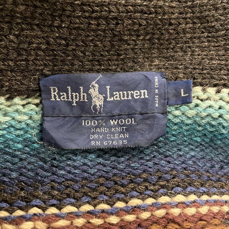 RALPH LAUREN 90s ネイティブ柄 ショールカラー ウールニット RALPH LAUREN 90s ネイティブ柄 ショールカラー ウールニット