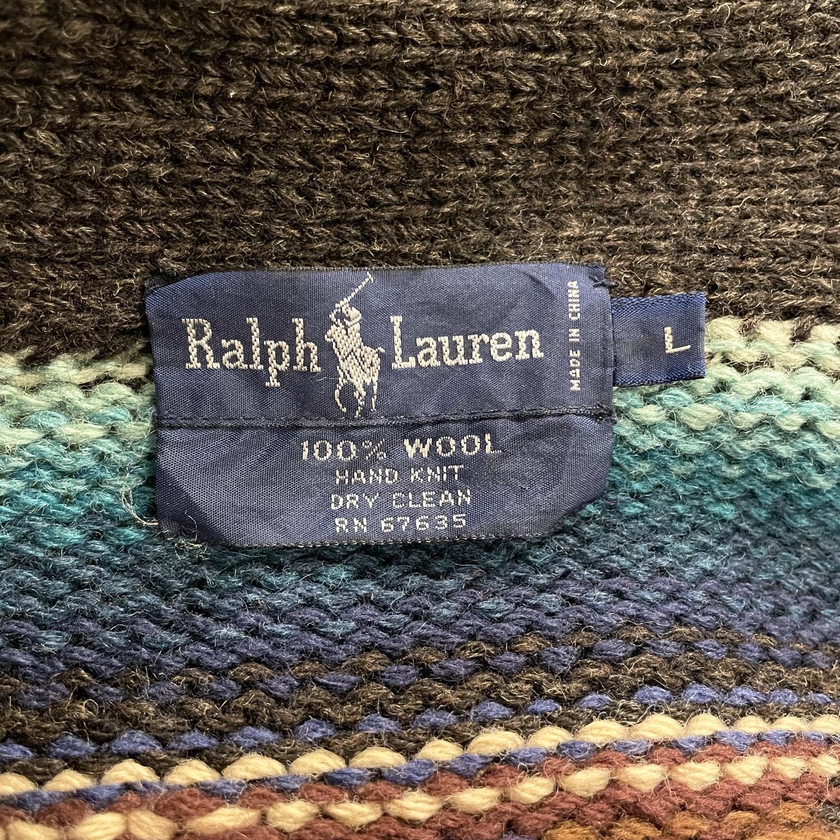 RALPH LAUREN 90s ネイティブ柄 ショールカラー ウールニット RALPH LAUREN 90s ネイティブ柄 ショールカラー ウールニット