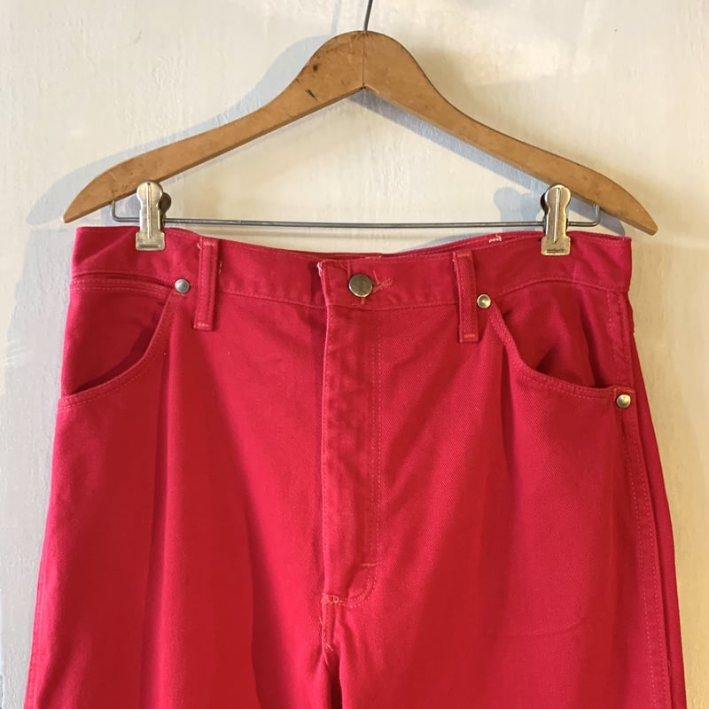 即購入可　wrangler赤デニム 90s Wrangler 14MWZMR カラーデニムパンツ 赤 ラングラー USA製