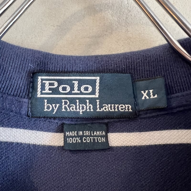90s Polo ラルフローレン 半袖 ポロシャツ S ボーダー柄 紺 x 白 ラルフローレン】【青x白】【ボーダー柄】【ポロシャツ】POLO