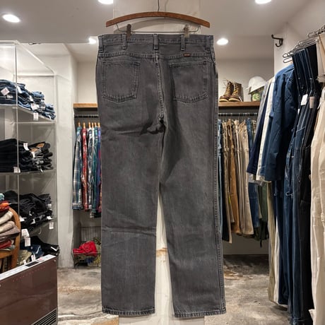 80s　RUSTLER　先染め ブラックデニムパンツ　34×31　USA製　ラスラー　(S5255)