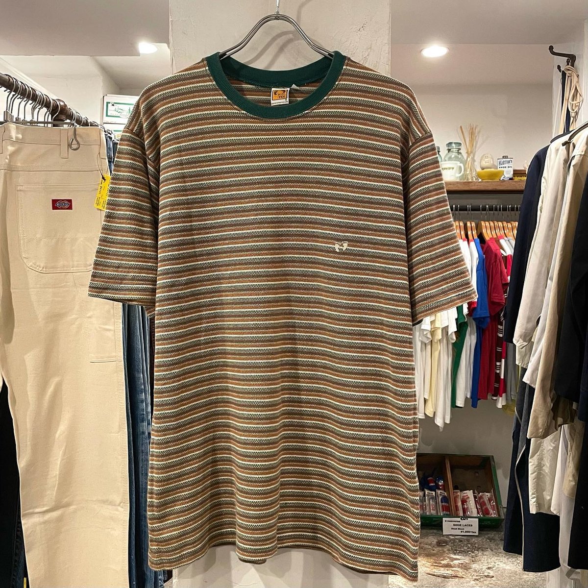 HANG TEN ショートスリーブTシャツ ボーダー柄 cotton:100% USA製 80...