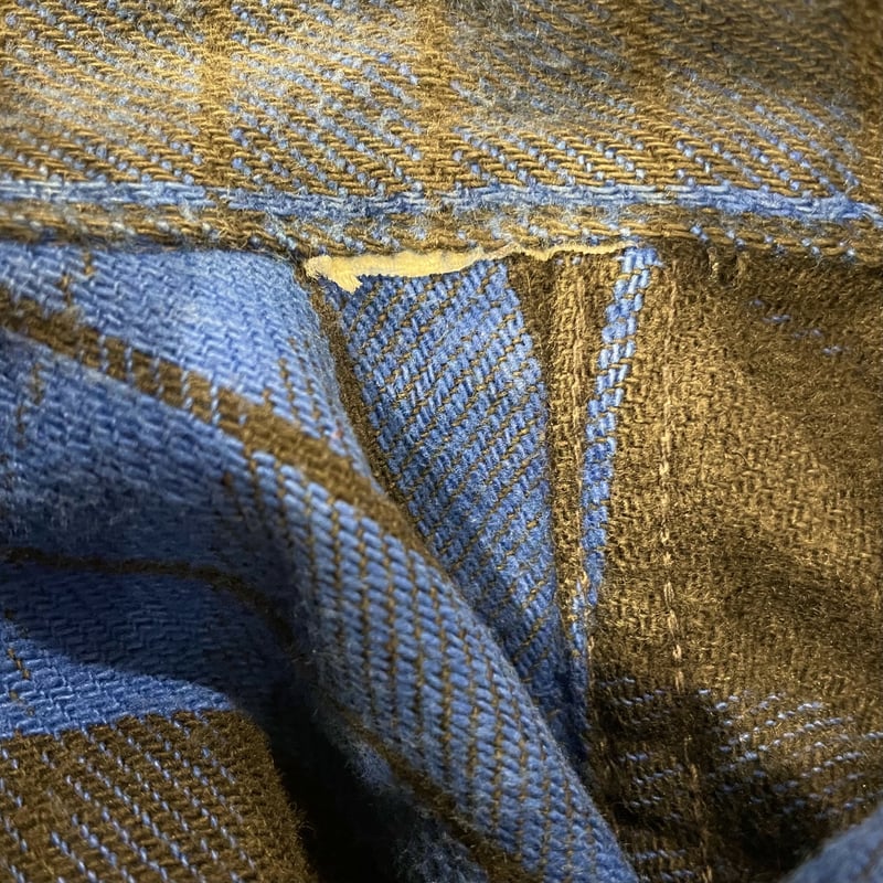 FIVE BROTHER 70s USA製 黒x青 チェック柄 フランネルシャツ ファイブ