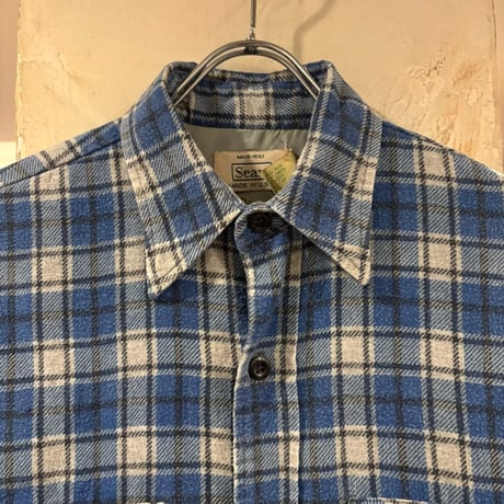 80s　Sears　L/S フランネルシャツ　Size M　キルティングライナー　コットンシャツ　チェックシャツ　(S5487)