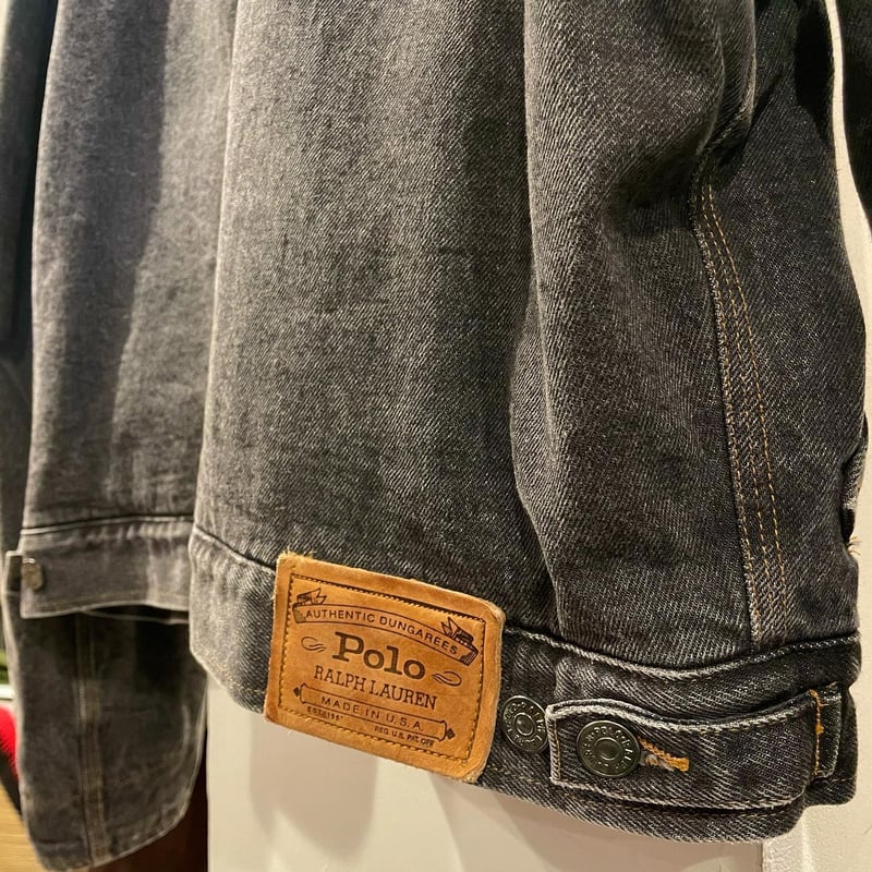 POLO RALPH LAUREN 80s USA製 ブラックデニムジャケット 襟 POLO RALPH LAUREN 80s USA製 ブラックデニムジャケット 襟