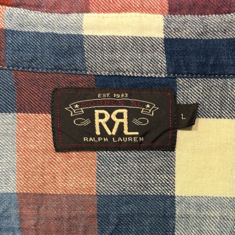 RRL RALPH LAUREN L/S ワークシャツ Size L チェックシャツ ラルフロ