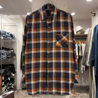 80s　KING SPORT　L/S プリントネルシャツ　Size M　コットンシャツ　チェックシャツ　(S5445)