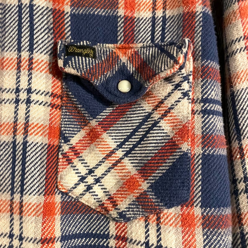 ラングラー　70s ビンテージ ネルシャツ　USA製 70s Wrangler L/S ネルシャツ USA製 Size 16½ ウエスタンネル