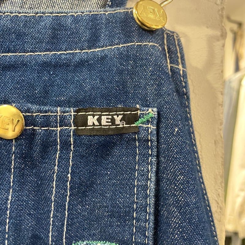 90s〜 KEY デニムオーバーオール 濃紺デニム overalls キー 90年代 (134