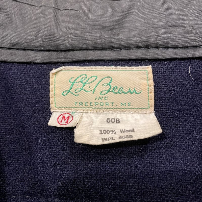 L.L.Been 60s 筆記体タグ 紺 ウールシャツ USA製 エルエルビーン (S0 