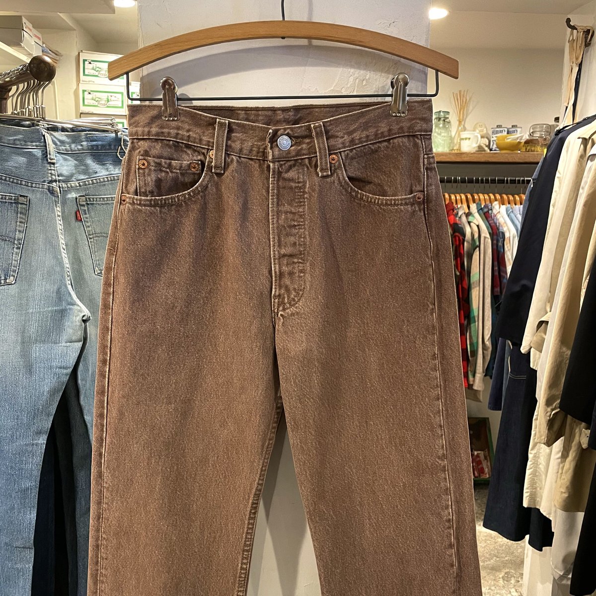 【LEVI'S】リーバイス501 後染めブラウン　USA製　99年製　状態良好 LEVI'S】リーバイス501 後染めブラウン USA製 99年製 状態良好